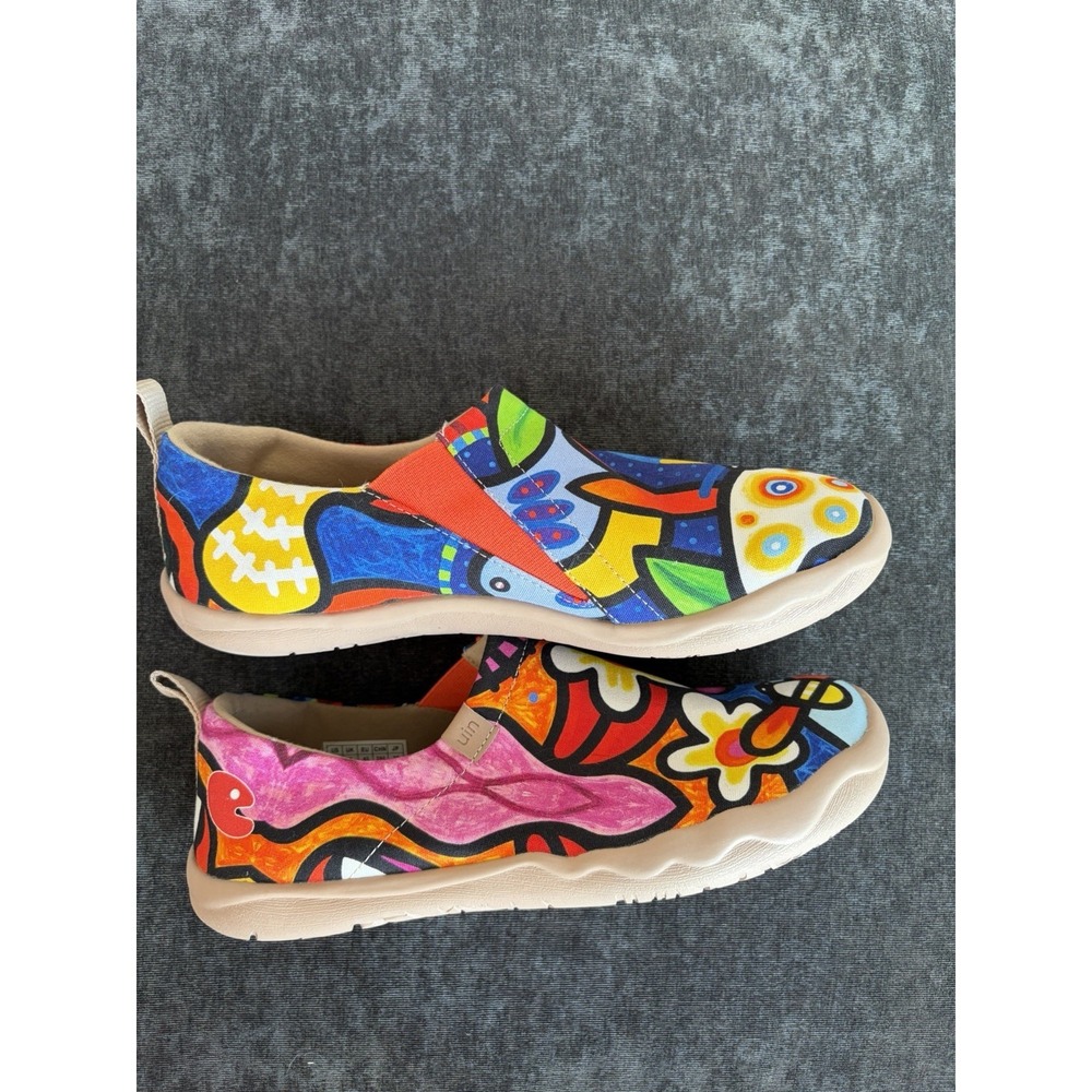 UIN Women Secret Garden Slip On Shoes Canvas Size 8.5 Artsy Boho Wearable Art - Picture 2 of 8